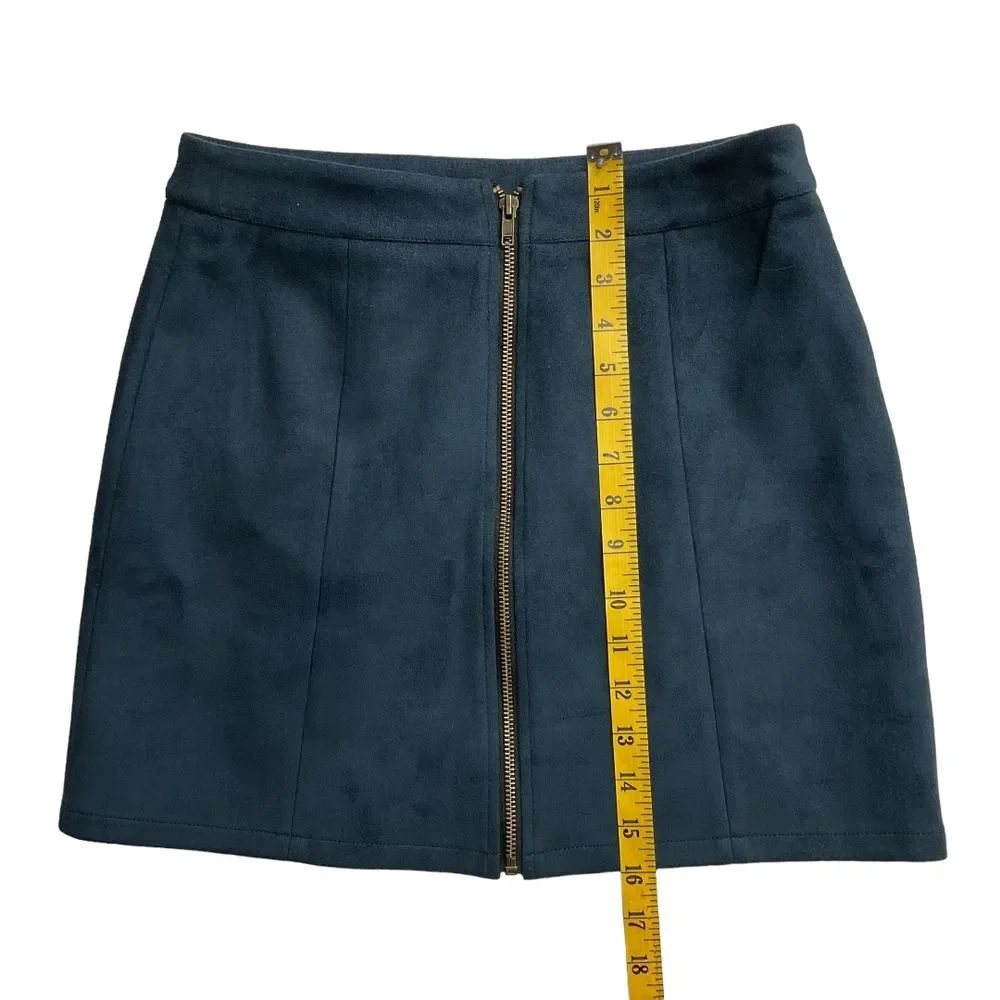 Hyfve Women's Zip‎ Up A-Line Mini Skirt Navy Blue Size M Rise Casual Chic
